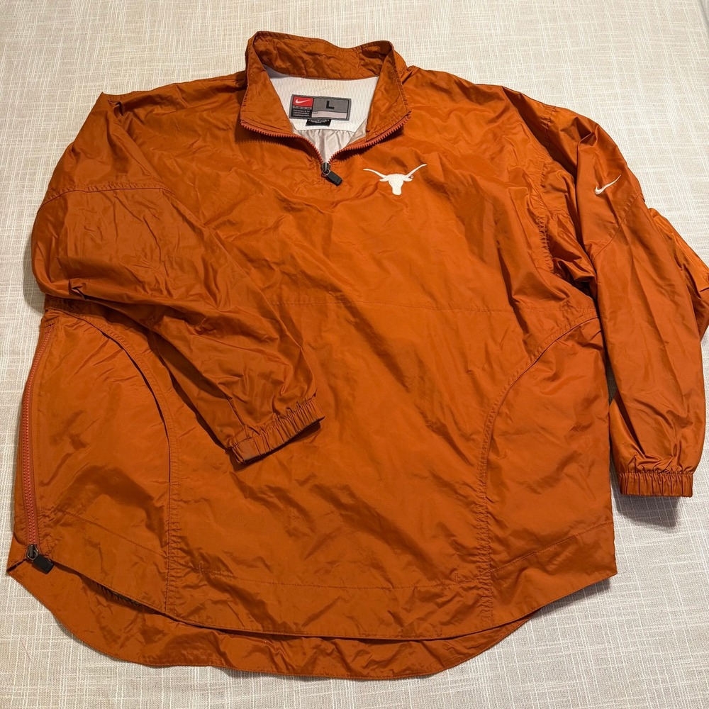 Nike Team Texas Longhorns Mens Large Burnt Orange Quarter Zip Windbreaker Jacket